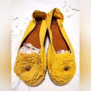 Lucky Brand Safia Yellow Slip On Ballet Flat Loafers Espadrilles Shoes Size 6m